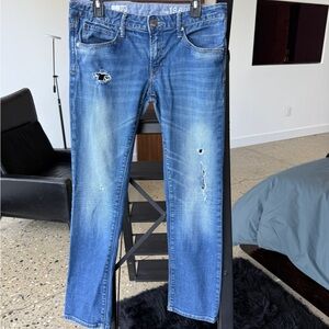 GAP Easy Straight Destructed Medium Blue Wash Jeans Women’s Size 29/8R